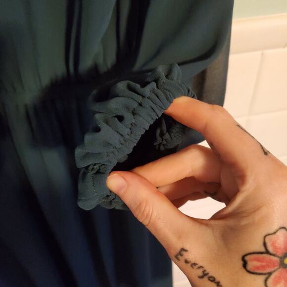 Show Me Your Mumu Deep Jade Chiffon Jocelyn Maxi Dress Women's Size Large - Picture 9 of 13